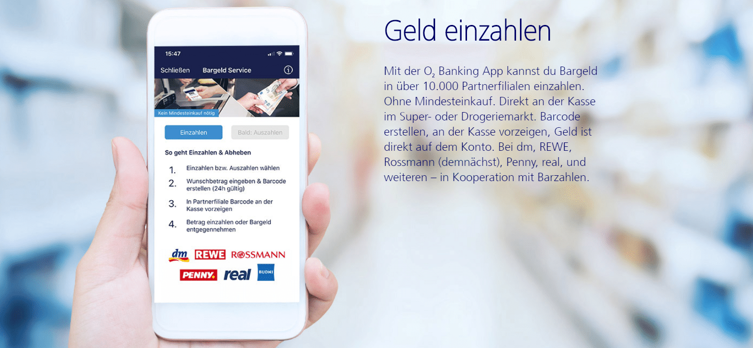  O2 Girokonto Geld einzahlen